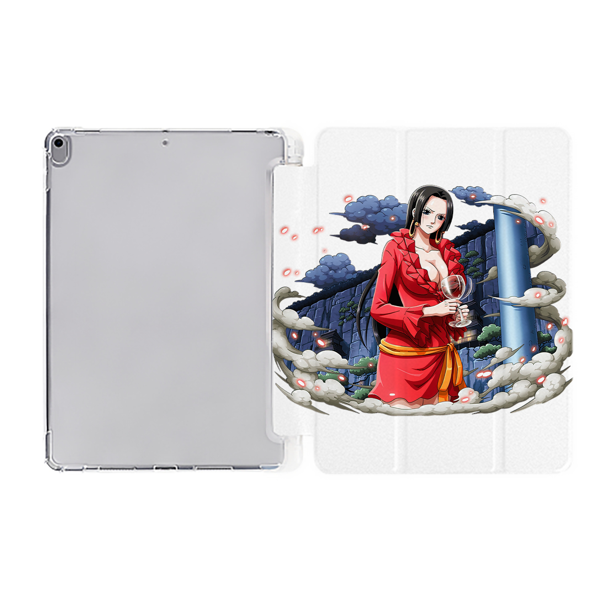 （画像用） ワンピース ボア・ハンコック ONE PIECE Boa·Hancock IPad ケース ペン収納付き 三つ折りスタンド PUレザー×シリコン 対応機種9.5/10.5/10.9インチ